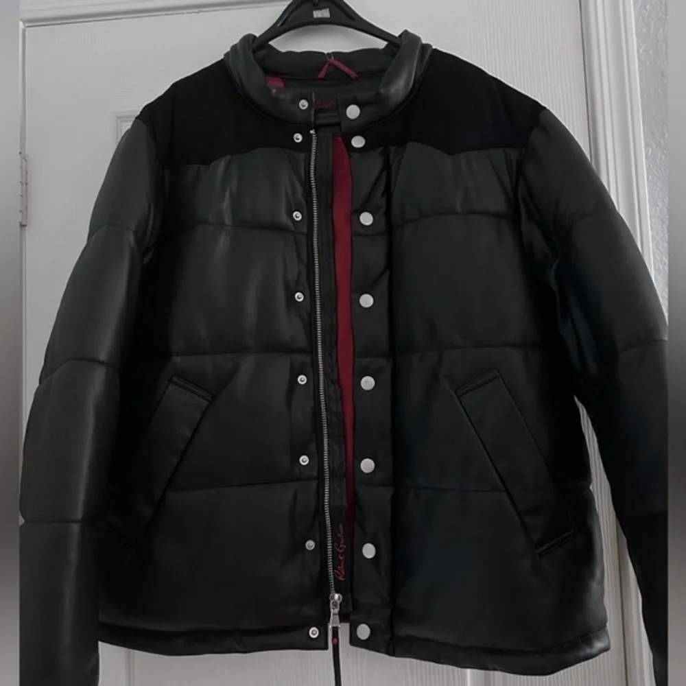 NWT ROBERT GRAHAM MEN’S‎ PUFFER JACKET FAUX LEATHER/SUEDE COAT BLACK INSULATED